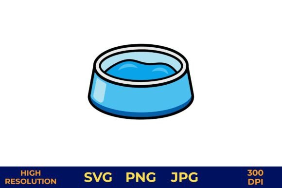 Blue Pet Water Bowl Vector Design Review