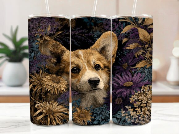 Corgi Floral Dog Tumbler Wrap Design Review