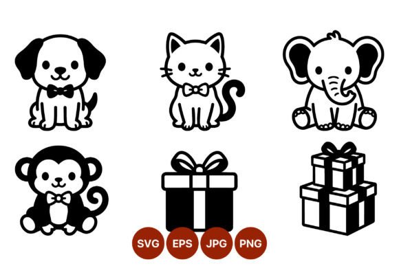 Cute Black and White Animal Gifts Vector Review