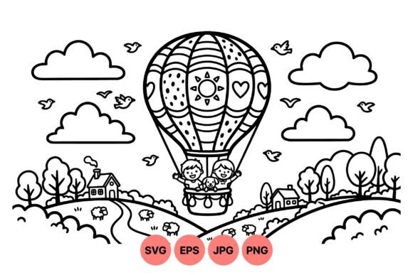 Cute Hot Air Balloon Kids Clipart Review