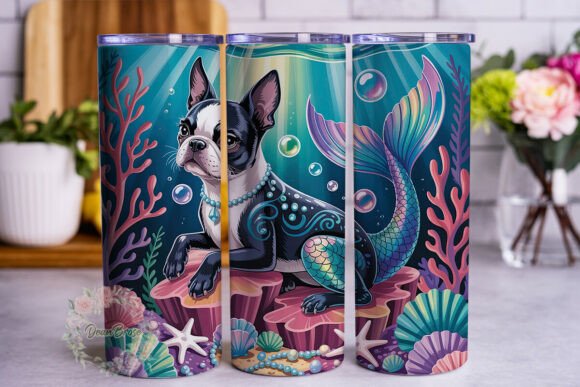 Dog Mermaid Underwater Magic Tumbler Wrap