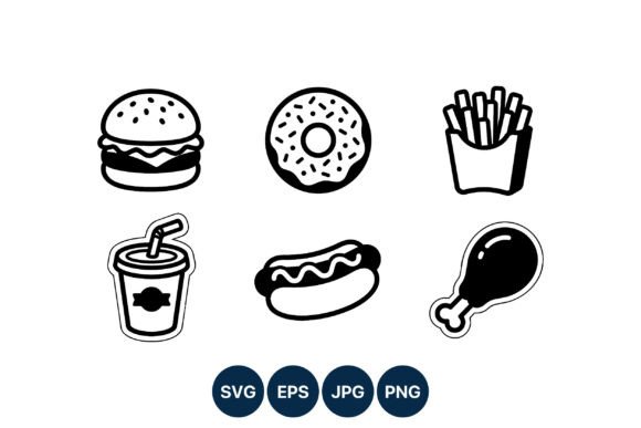 Fast Food Icons Black White Review