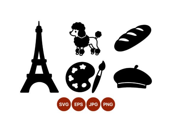 French Silhouette Icons Vector Art Review