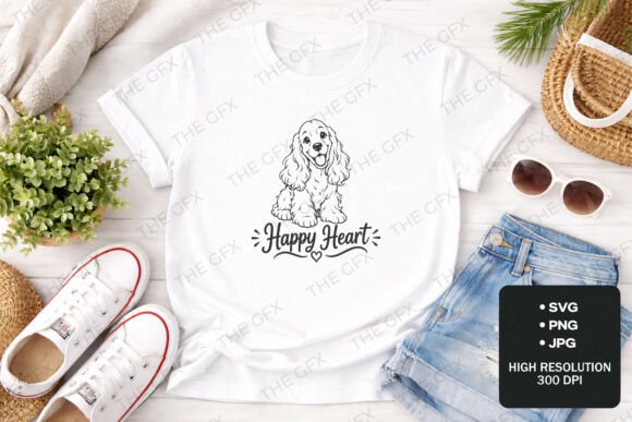 Happy Heart Cocker Spaniel Tshirt Design Review