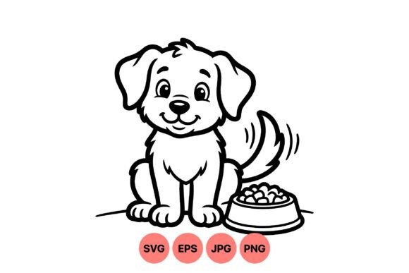 Happy Puppy Black Line Art Review for Embroidery Projects
