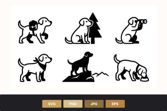 Hiking Dogs Black White Icons Review