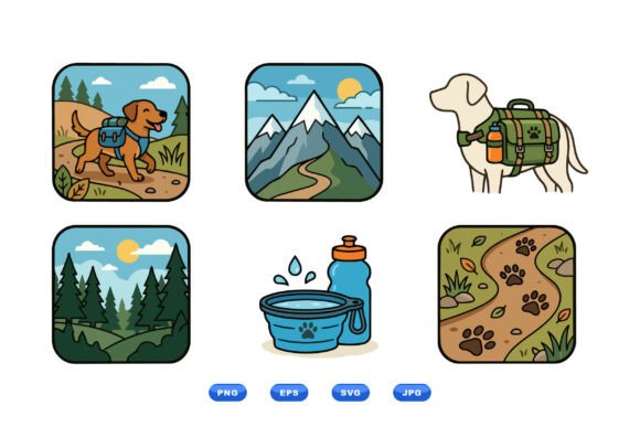 Outdoor Hiking Dog Clipart Set Review
