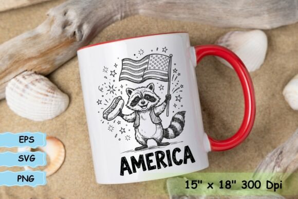 Patriotic Raccoon 4th of July T-Shirt
