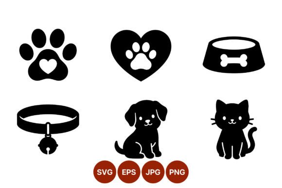 Pet Icons Black and White Vector Set Review