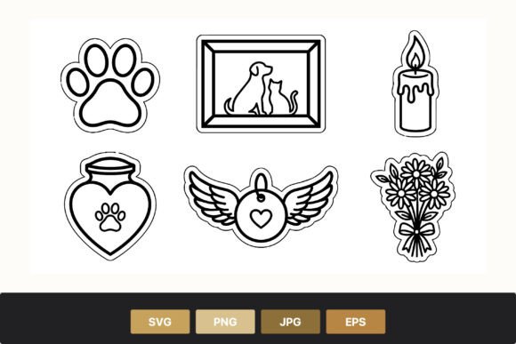 Pet Memorial Black White Icons Review