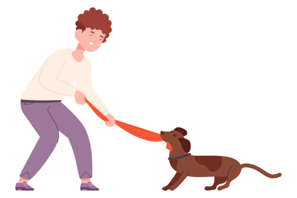Playful Dog with Kid Character