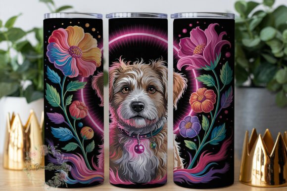 Vibrant Shaggy Dog Floral Tumbler Wrap