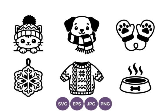 Winter Pets Vector Icons Set Review